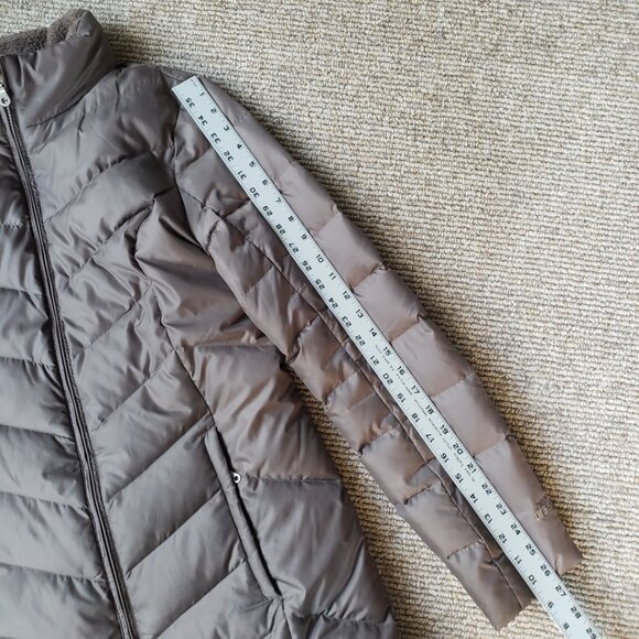 Eddie Bauer EB550  Women's Tall Medium Goose Down Puffer Jacket TAUPE - Picture 13 of 14